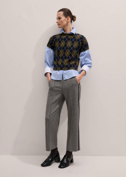 Ivory Houndstooth Straight Crop Trouser | ME+EM Clothing