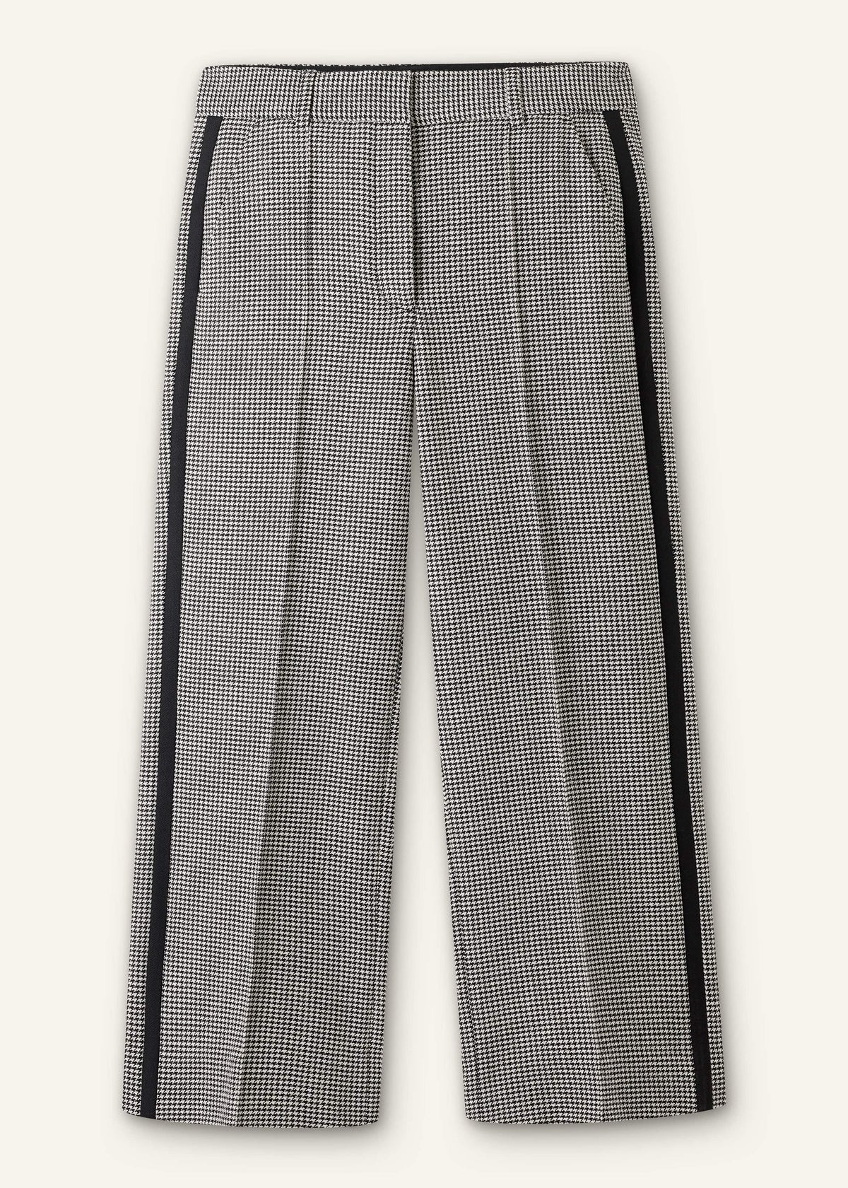 Ivory Houndstooth Straight Crop Trouser | ME+EM Clothing