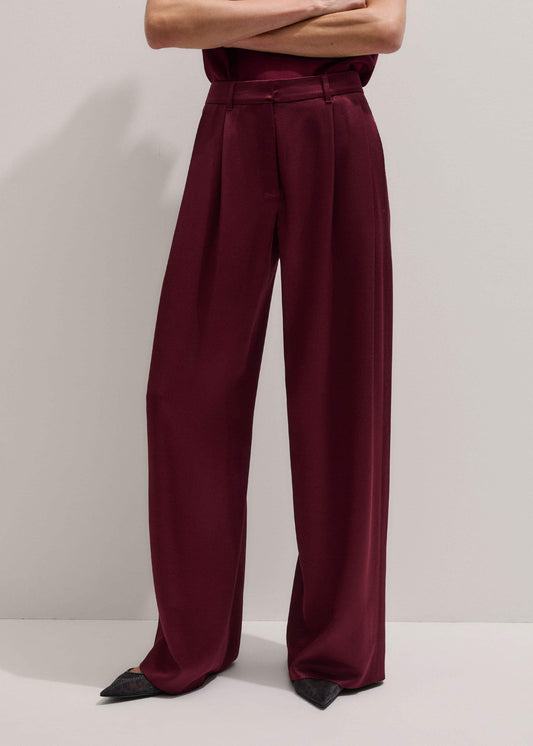 Red Wool Event Ready Pleat Straight-Leg Pant | ME+EM Clothing