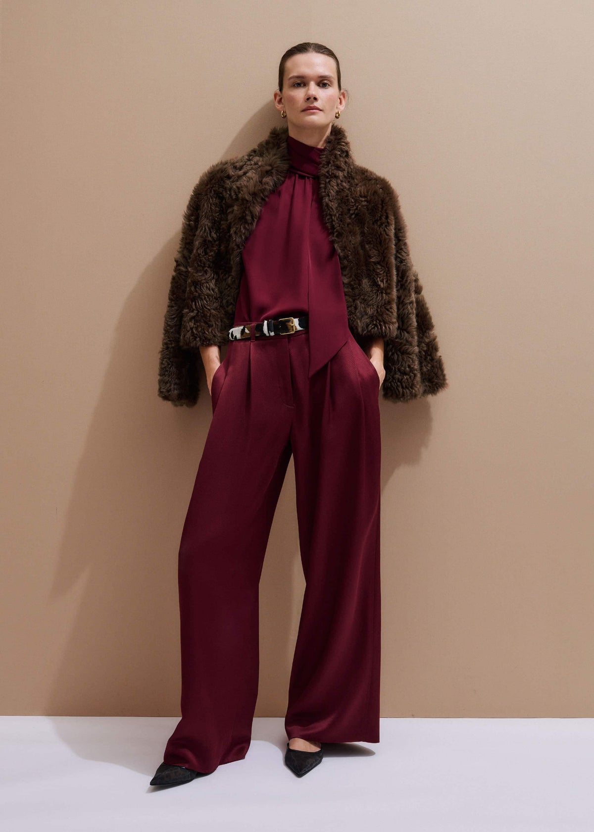 Red Wool Event Ready Pleat Straight-Leg Pant | ME+EM Clothing