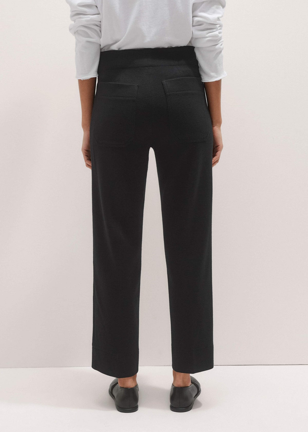 Black Wool-Blend Travel Tailoring Slim Crop Pant | ME+EM Clothing