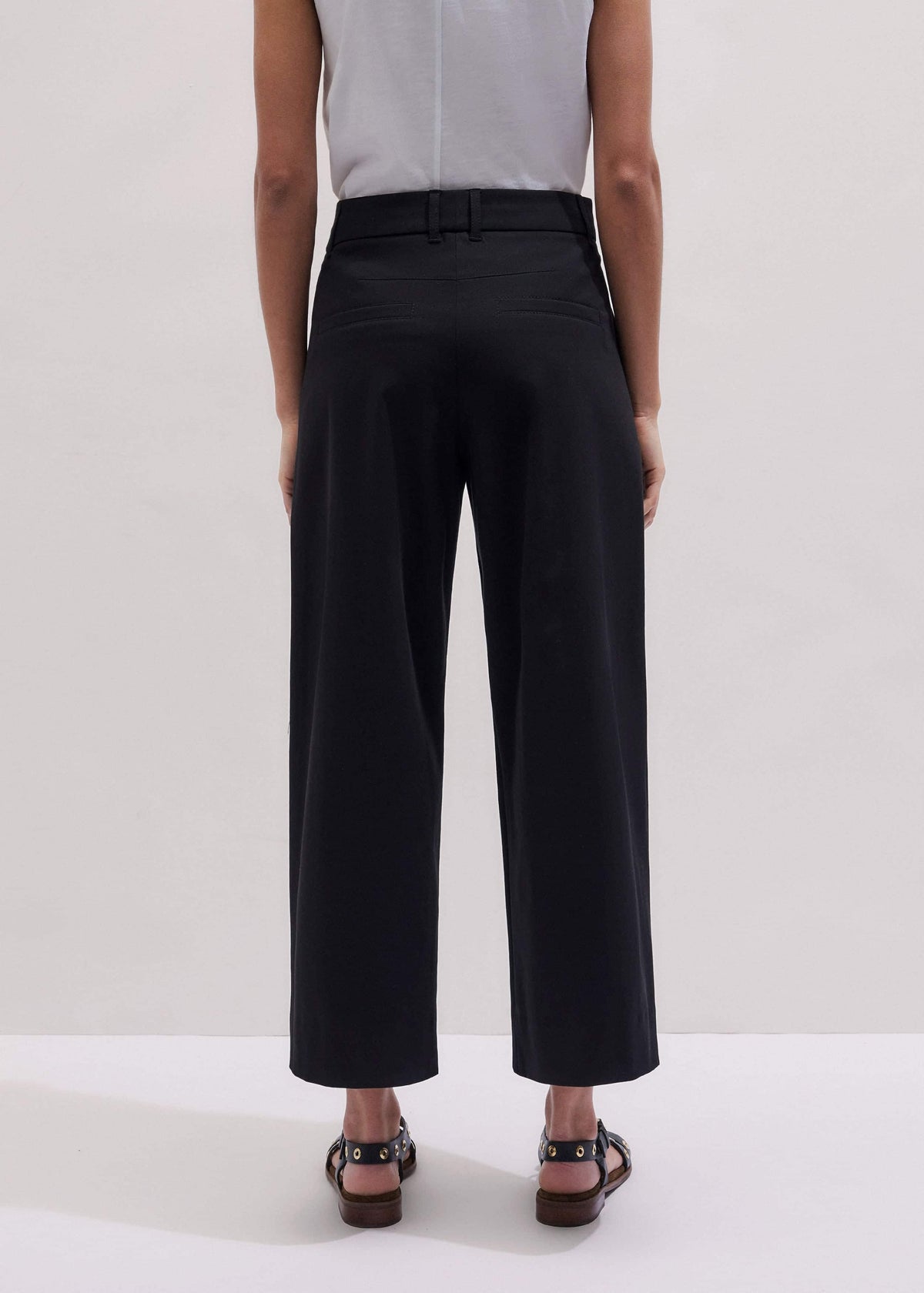 Black Straight Crop Pleat Front Pant | ME+EM Clothing