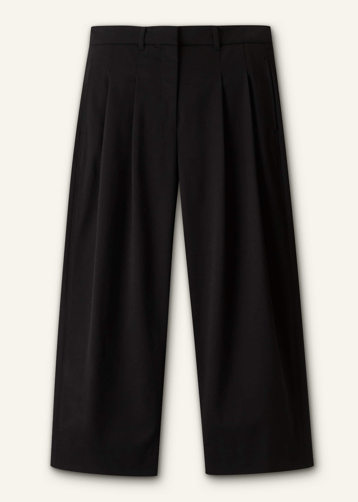 Black Straight Crop Pleat Front Pant | ME+EM Clothing