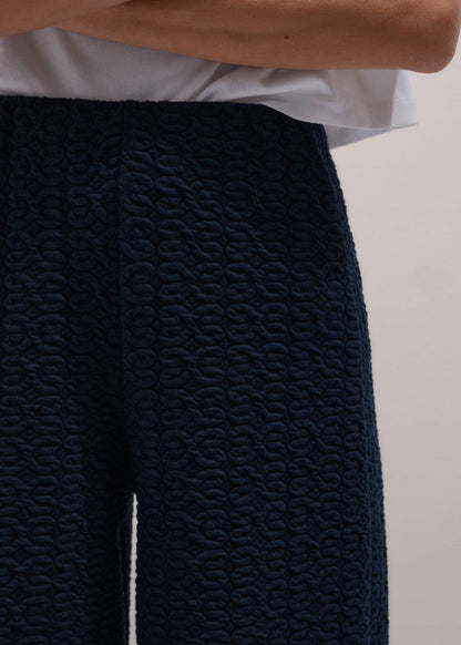 Navy Curling Cross Jacquard Cropped Pant | ME+EM Clothing