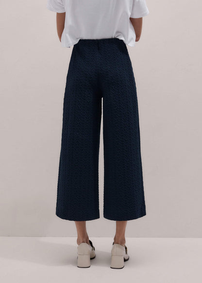 Navy Curling Cross Jacquard Cropped Pant | ME+EM Clothing