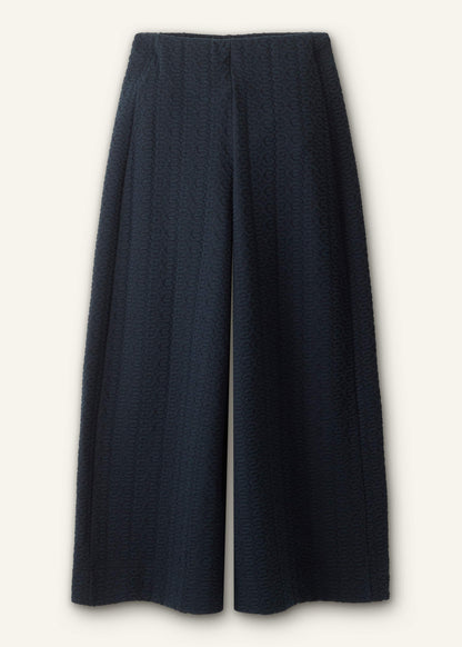 Navy Curling Cross Jacquard Cropped Pant | ME+EM Clothing