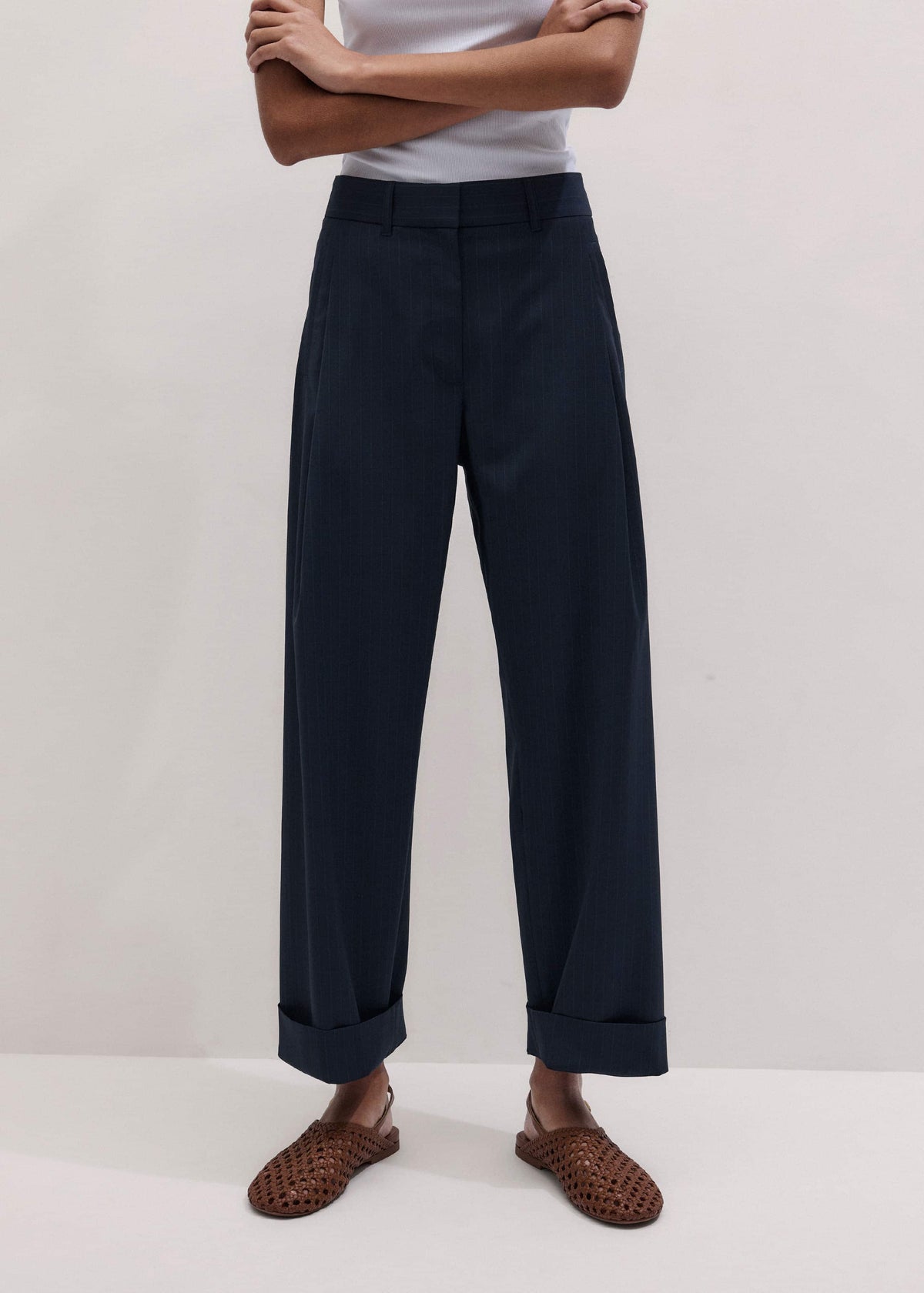 Navy Pinstripe Clever Pant | ME+EM Clothing