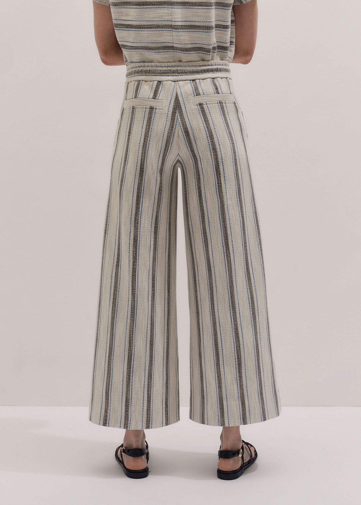 Cream Stripe Crop Track Pant | ME+EM Clothing