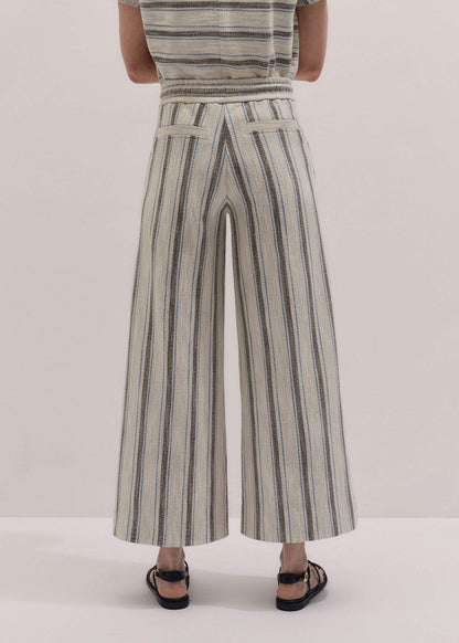 Cream Stripe Crop Track Pant | ME+EM Clothing