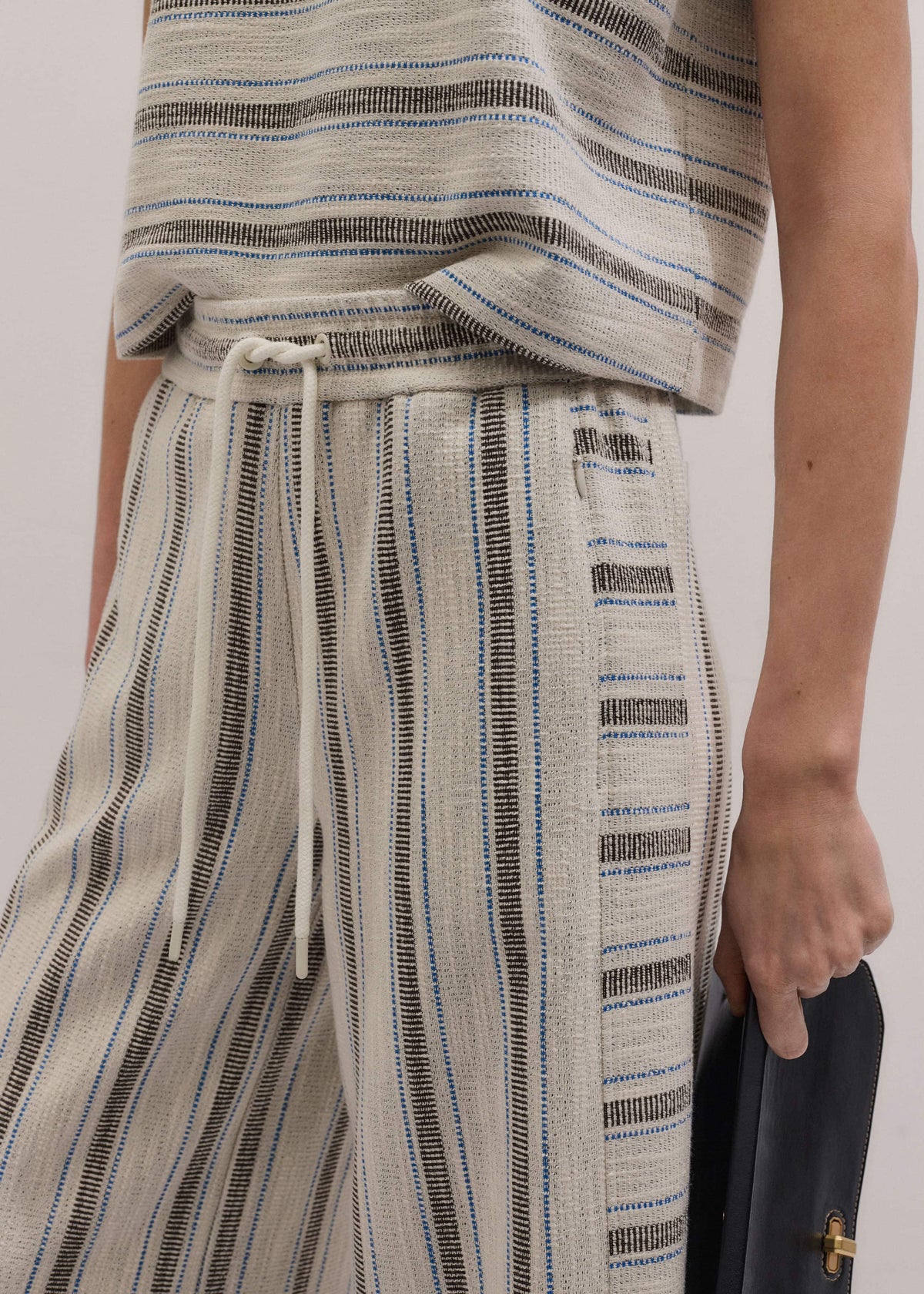 Cream Stripe Crop Track Pant | ME+EM Clothing