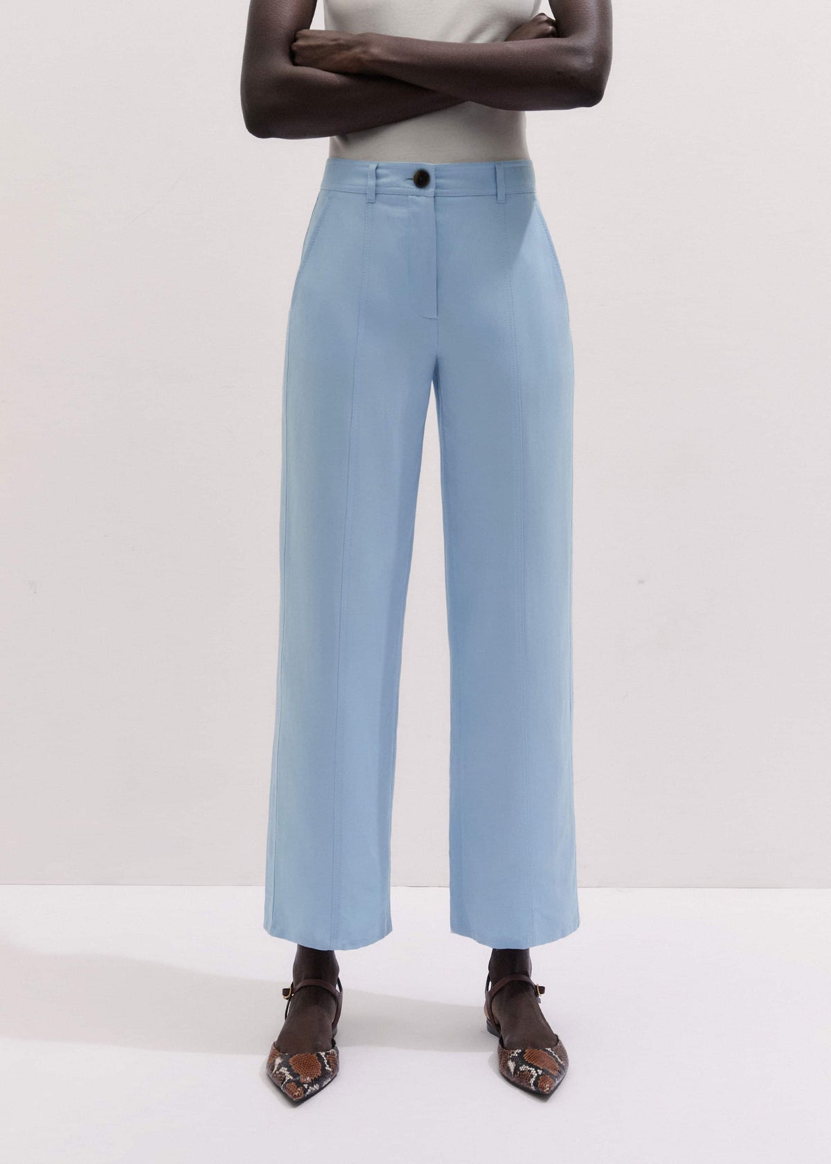 Blue Straight Crop Pant | ME+EM Clothing