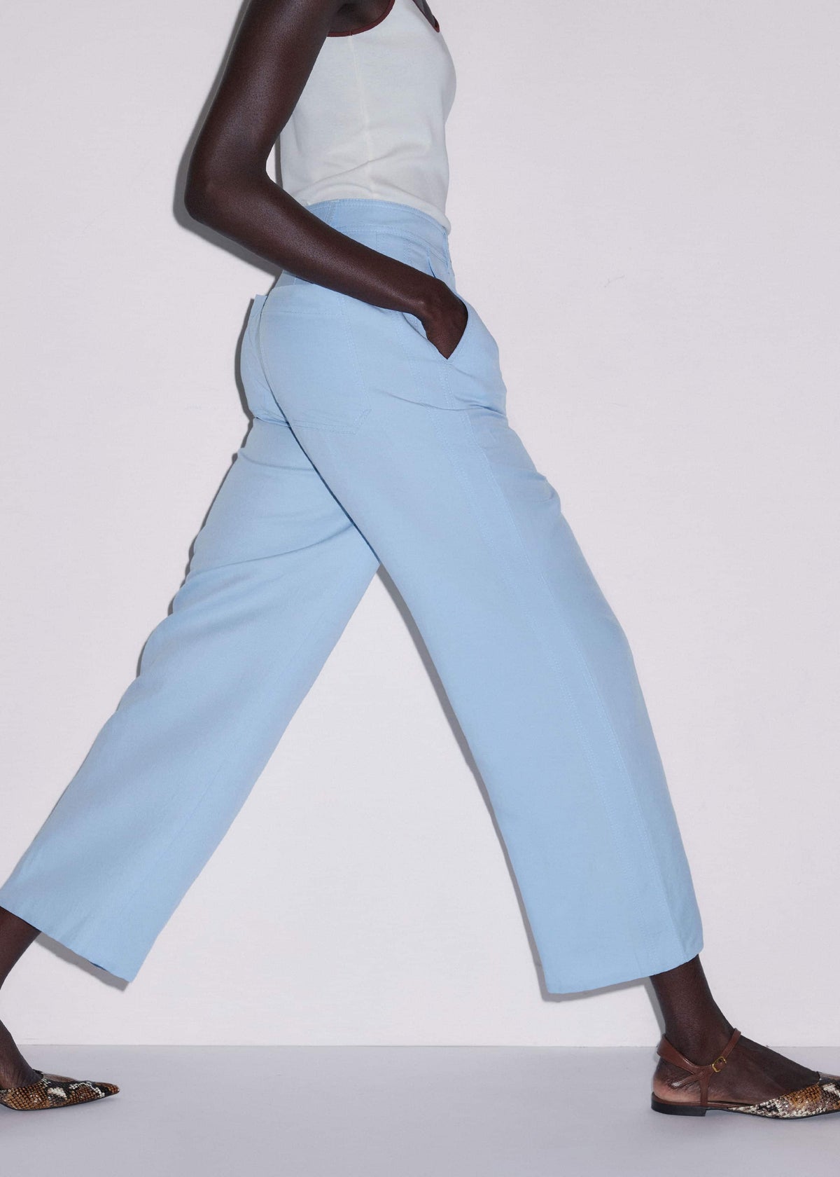 Blue Straight Crop Pant | ME+EM Clothing