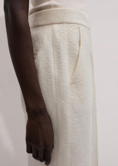 Ivory Luxe Jacquard Straight Crop Pant | ME+EM Clothing