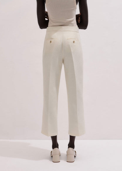 Ivory Luxe Jacquard Straight Crop Pant | ME+EM Clothing
