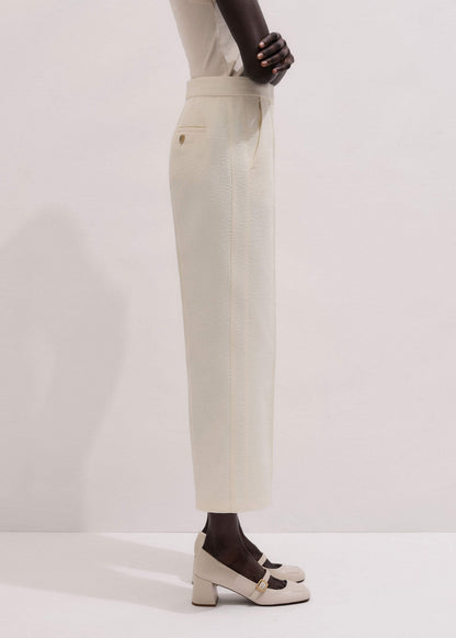 Ivory Luxe Jacquard Straight Crop Pant | ME+EM Clothing