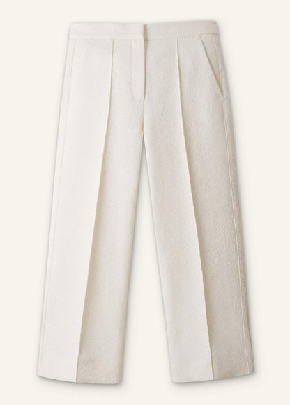 Ivory Luxe Jacquard Straight Crop Pant | ME+EM Clothing