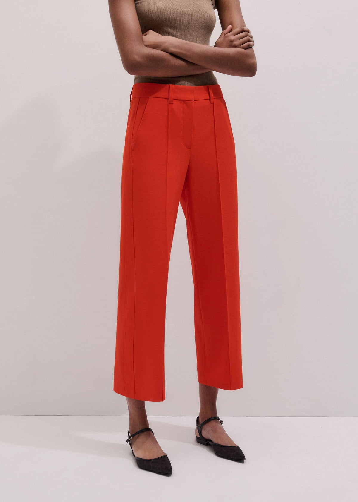 Orange Straight Crop Tailored Pant | ME+EM Clothing