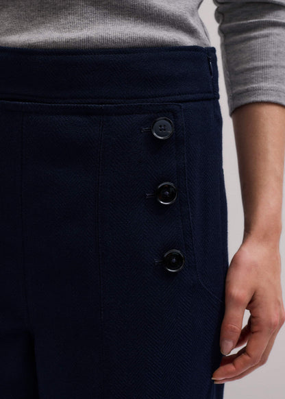 Navy Button Front Straight Crop Pant | ME+EM Clothing