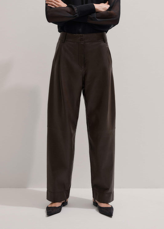 Brown Leather Clever Tapered Pant | ME+EM Clothing