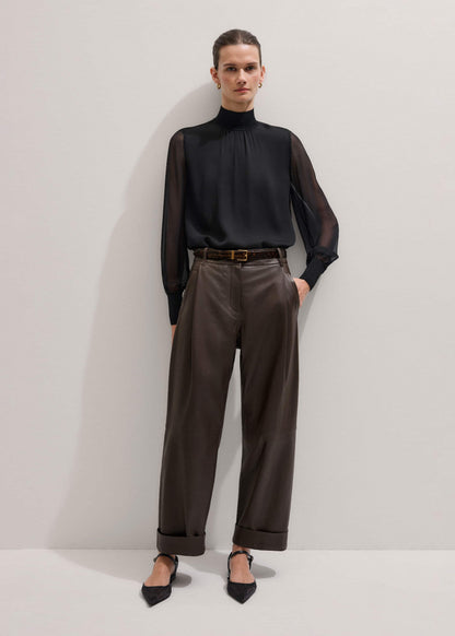Brown Leather Clever Tapered Pant | ME+EM Clothing