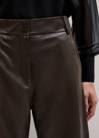 Brown Leather Clever Tapered Pant | ME+EM Clothing