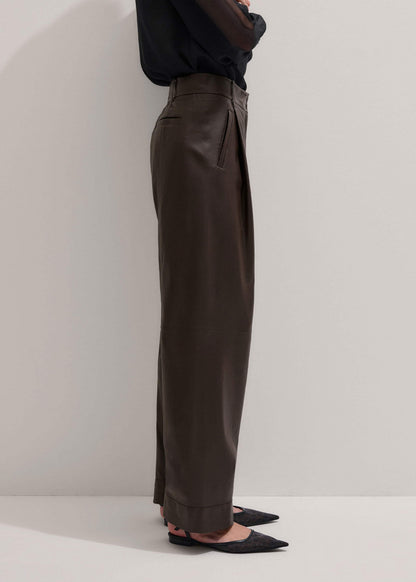 Brown Leather Clever Tapered Pant | ME+EM Clothing