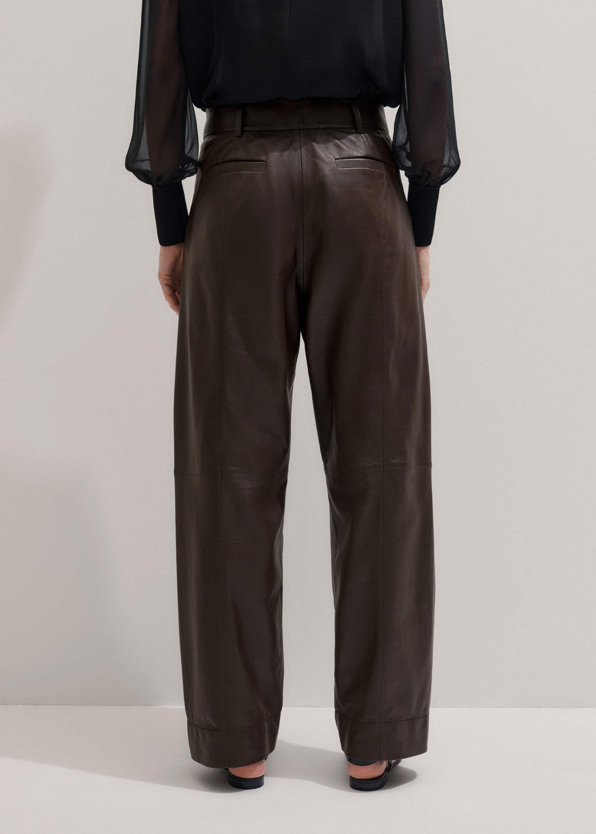 Brown Leather Clever Tapered Pant | ME+EM Clothing