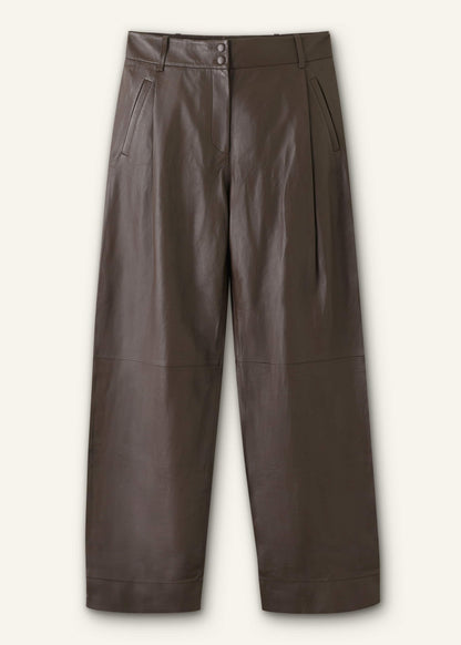 Brown Leather Clever Tapered Pant | ME+EM Clothing