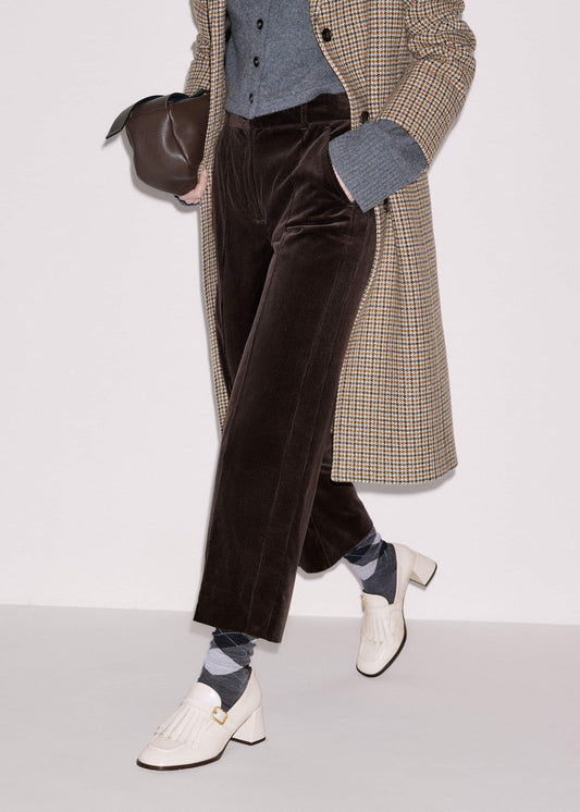 Brown Italian Cord Straight Crop Pant | ME+EM Clothing