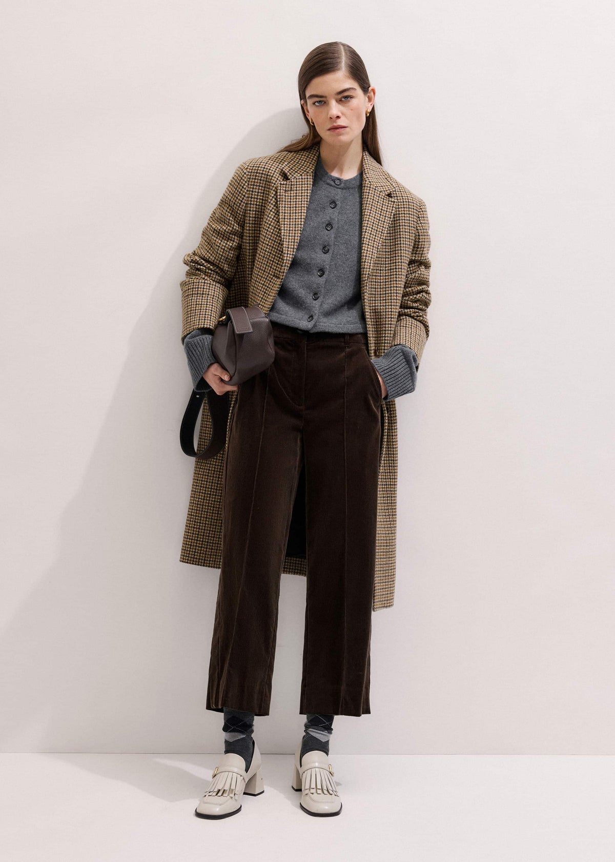 Brown Italian Cord Straight Crop Pant | ME+EM Clothing
