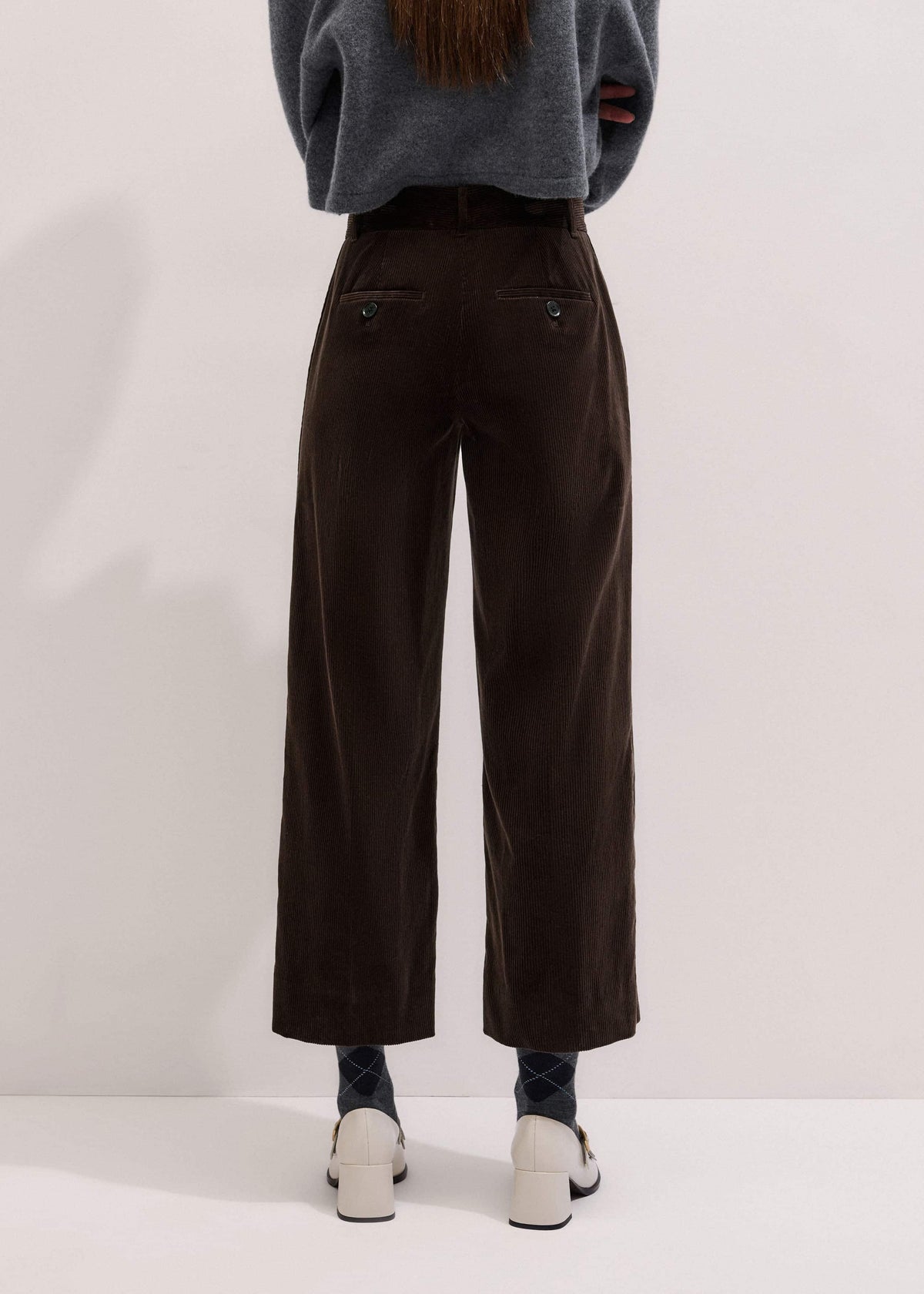 Brown Italian Cord Straight Crop Pant | ME+EM Clothing