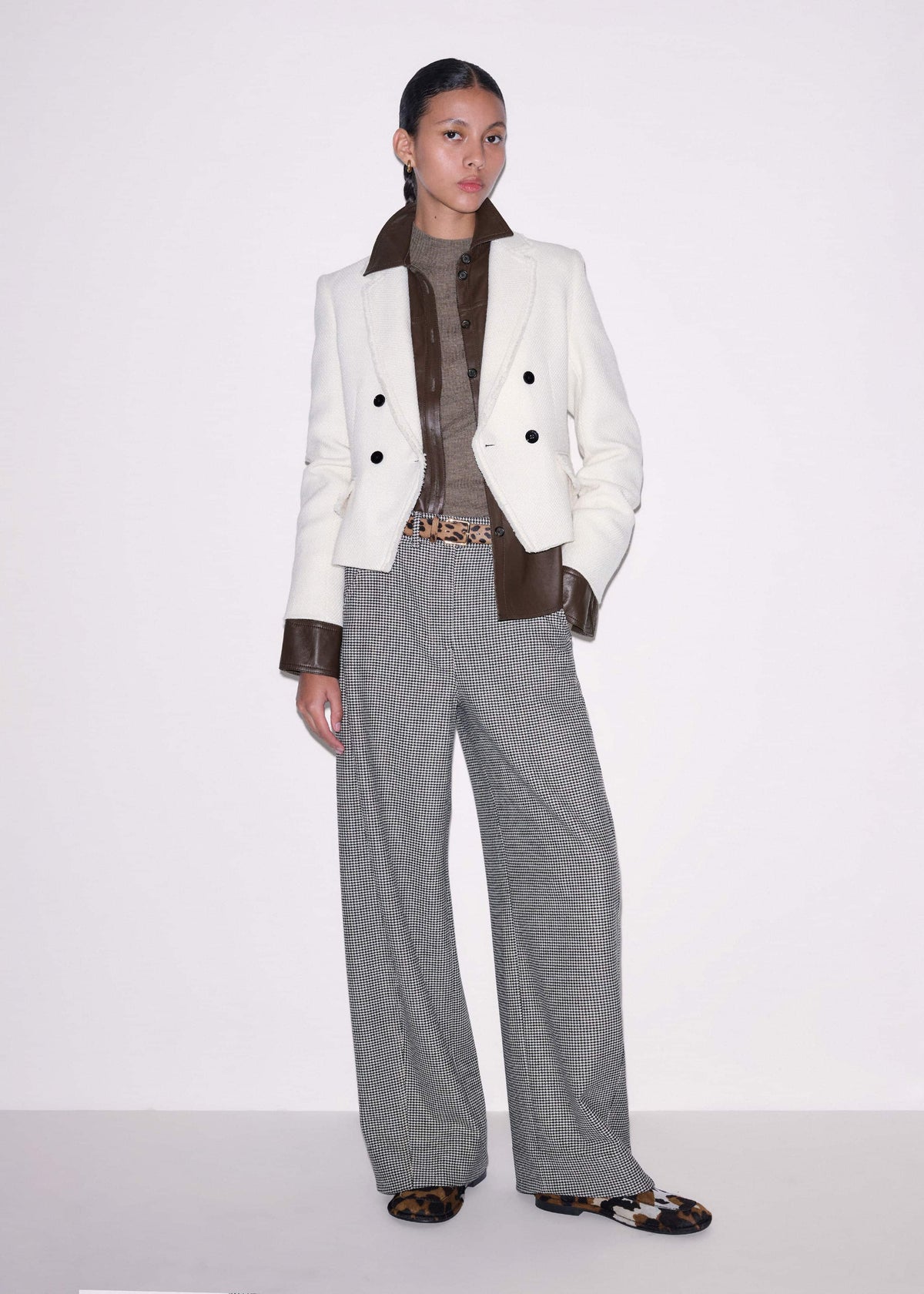 Ivory Houndstooth Extreme Tapered Pant | ME+EM Clothing