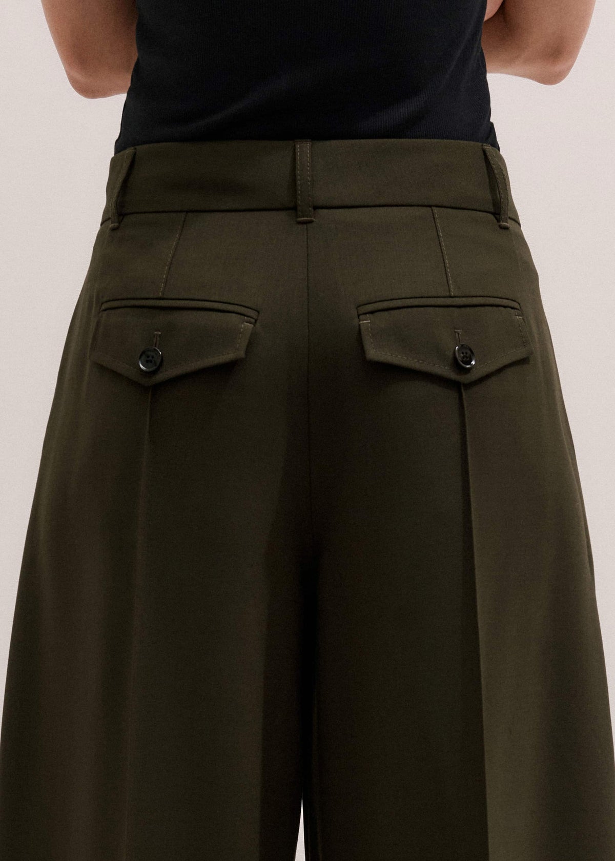 Olive Green Pintuck Tapered Pant | ME+EM Clothing