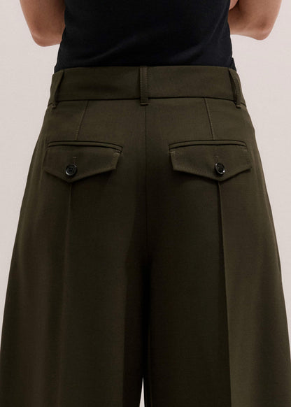 Olive Green Pintuck Tapered Pant | ME+EM Clothing