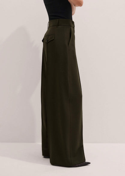 Olive Green Pintuck Tapered Pant | ME+EM Clothing