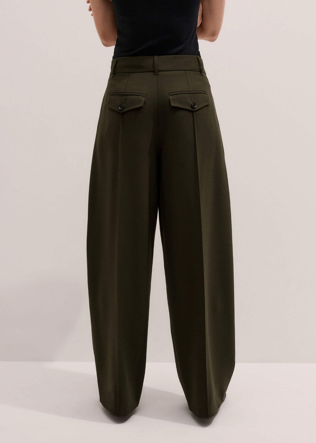 Olive Green Pintuck Tapered Pant | ME+EM Clothing