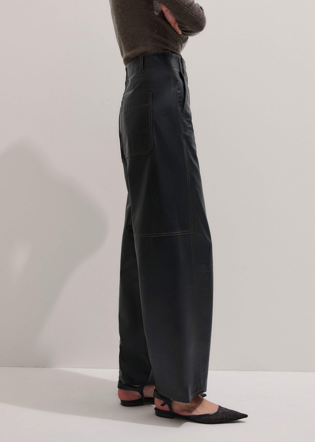 Black Leather Extreme Tapered Pant | ME+EM Clothing