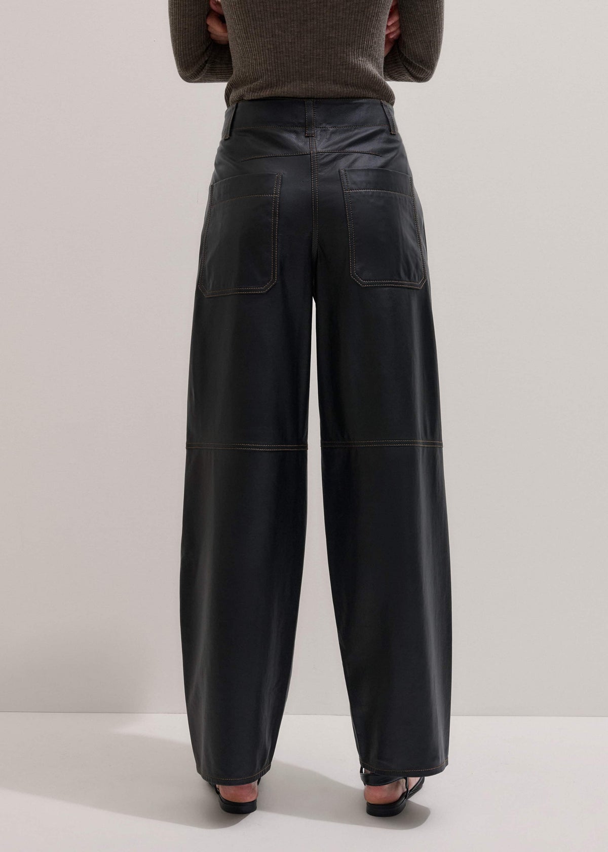 Black Leather Extreme Tapered Pant | ME+EM Clothing