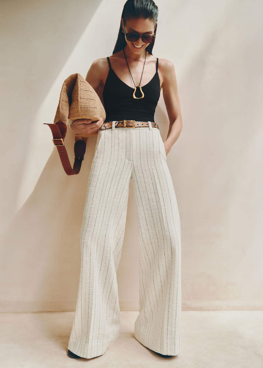 Ivory Striped Leg Elongator Pant | ME+EM Clothing