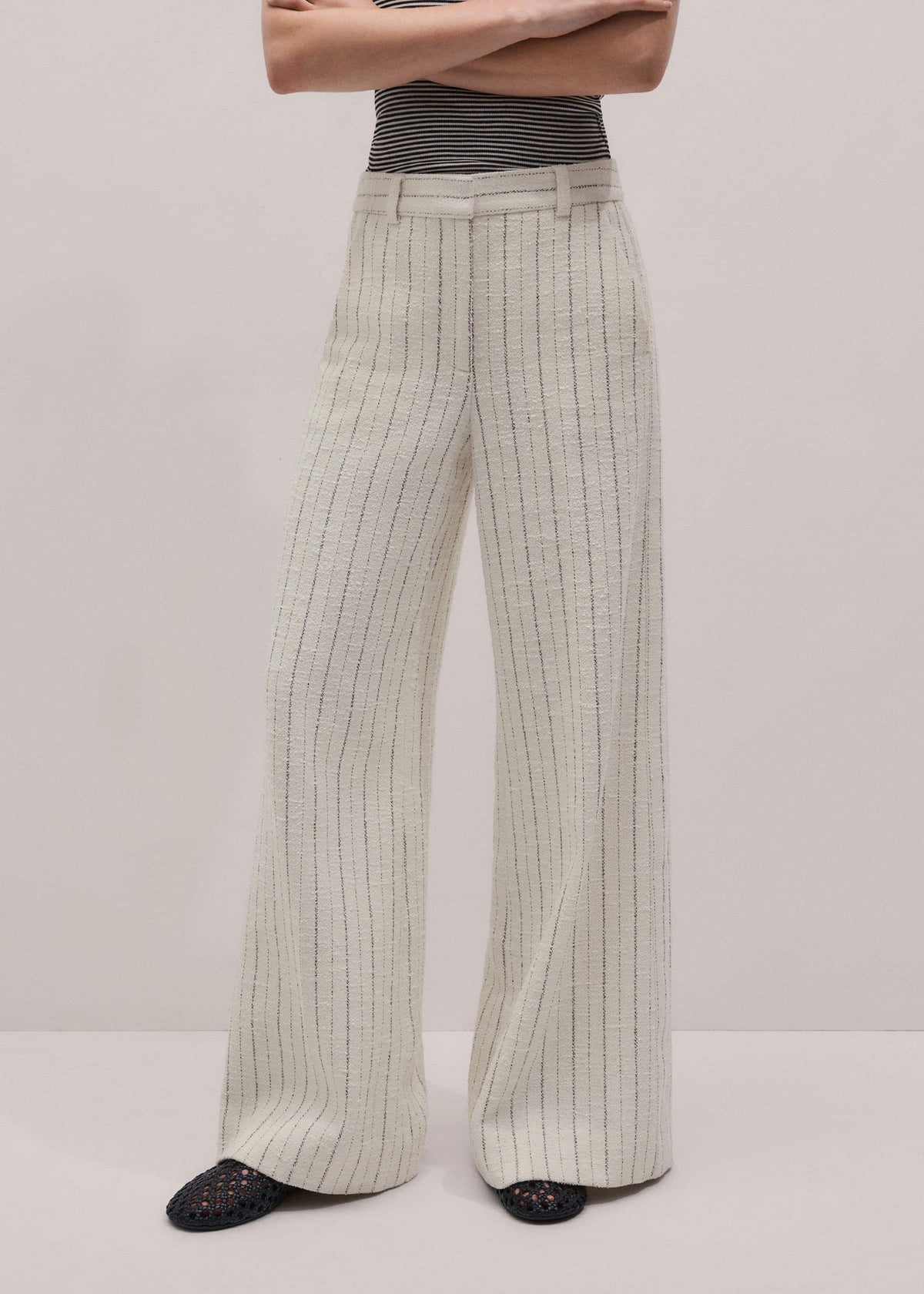 Ivory Striped Leg Elongator Pant | ME+EM Clothing