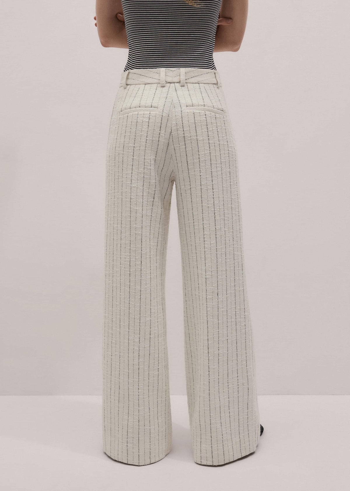 Ivory Striped Leg Elongator Pant | ME+EM Clothing