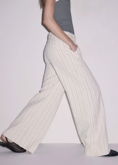 Ivory Striped Leg Elongator Pant | ME+EM Clothing