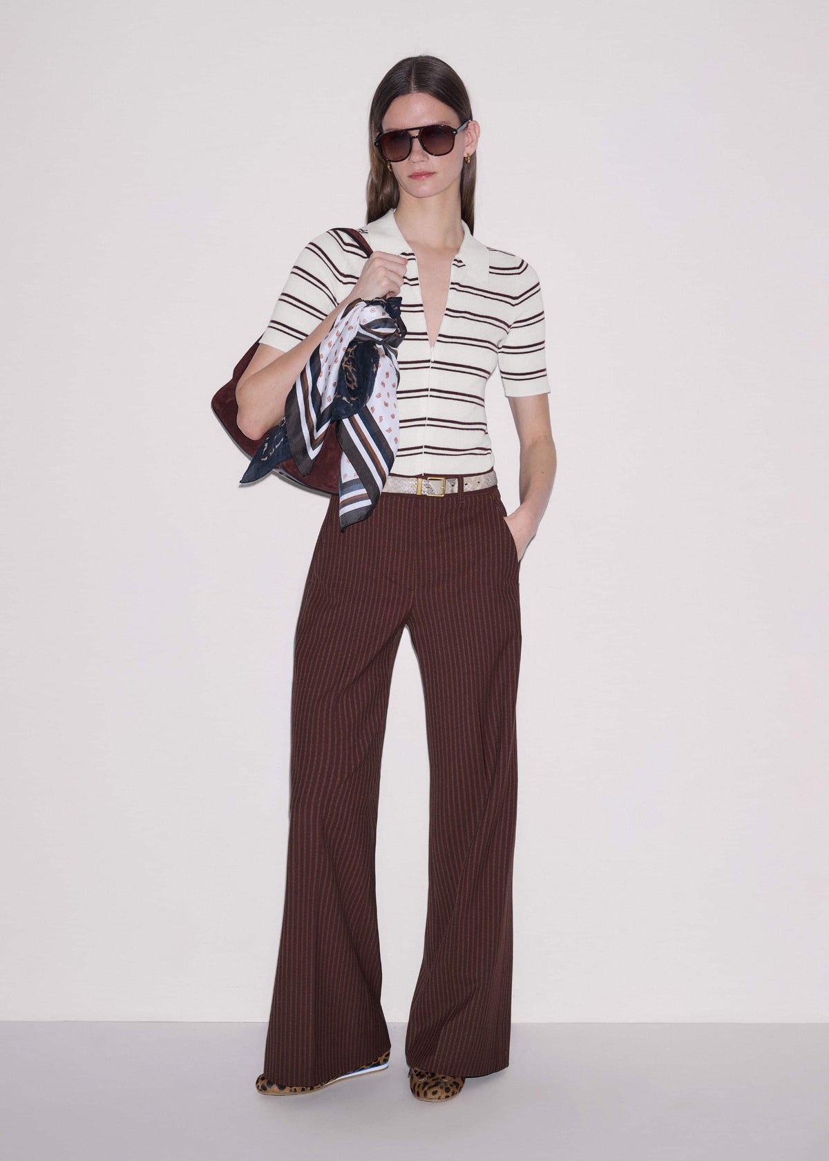 Cinnamon Pinstripe Leg Elongator Pant | ME+EM Clothing