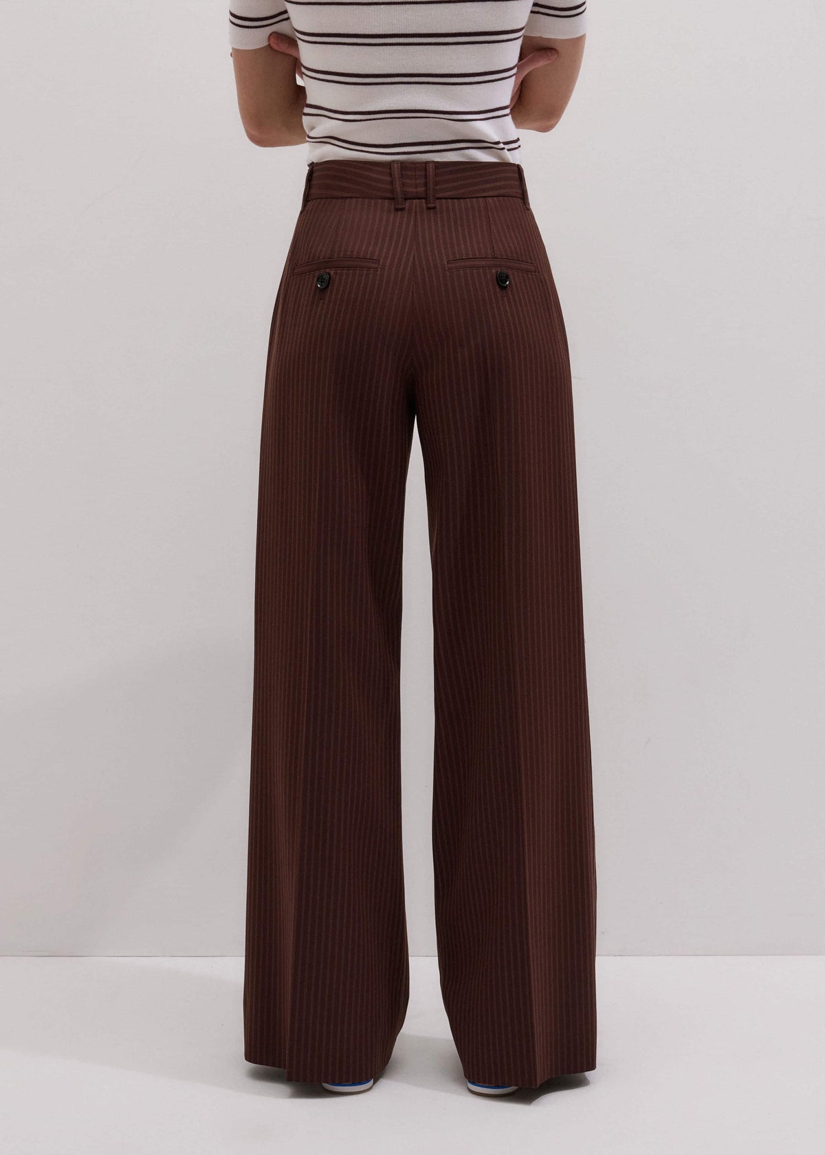 Cinnamon Pinstripe Leg Elongator Pant | ME+EM Clothing