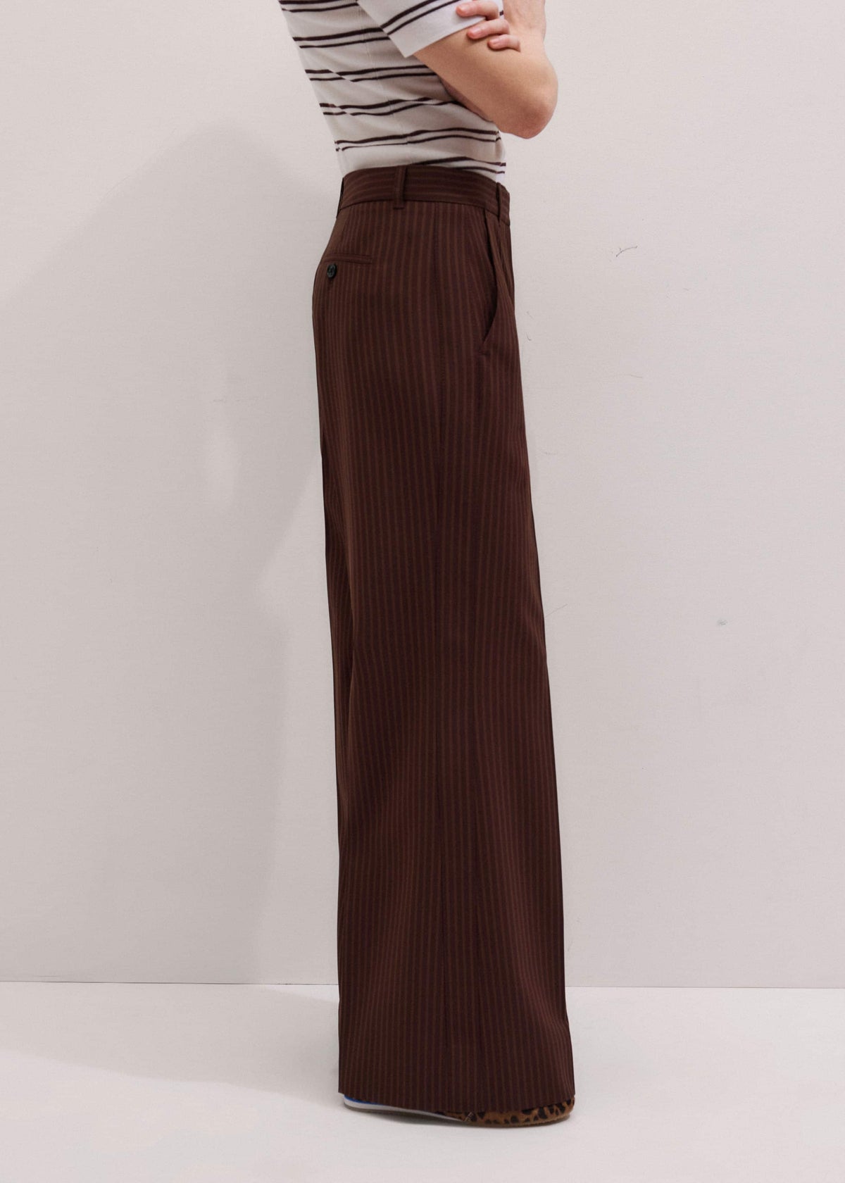 Cinnamon Pinstripe Leg Elongator Pant | ME+EM Clothing