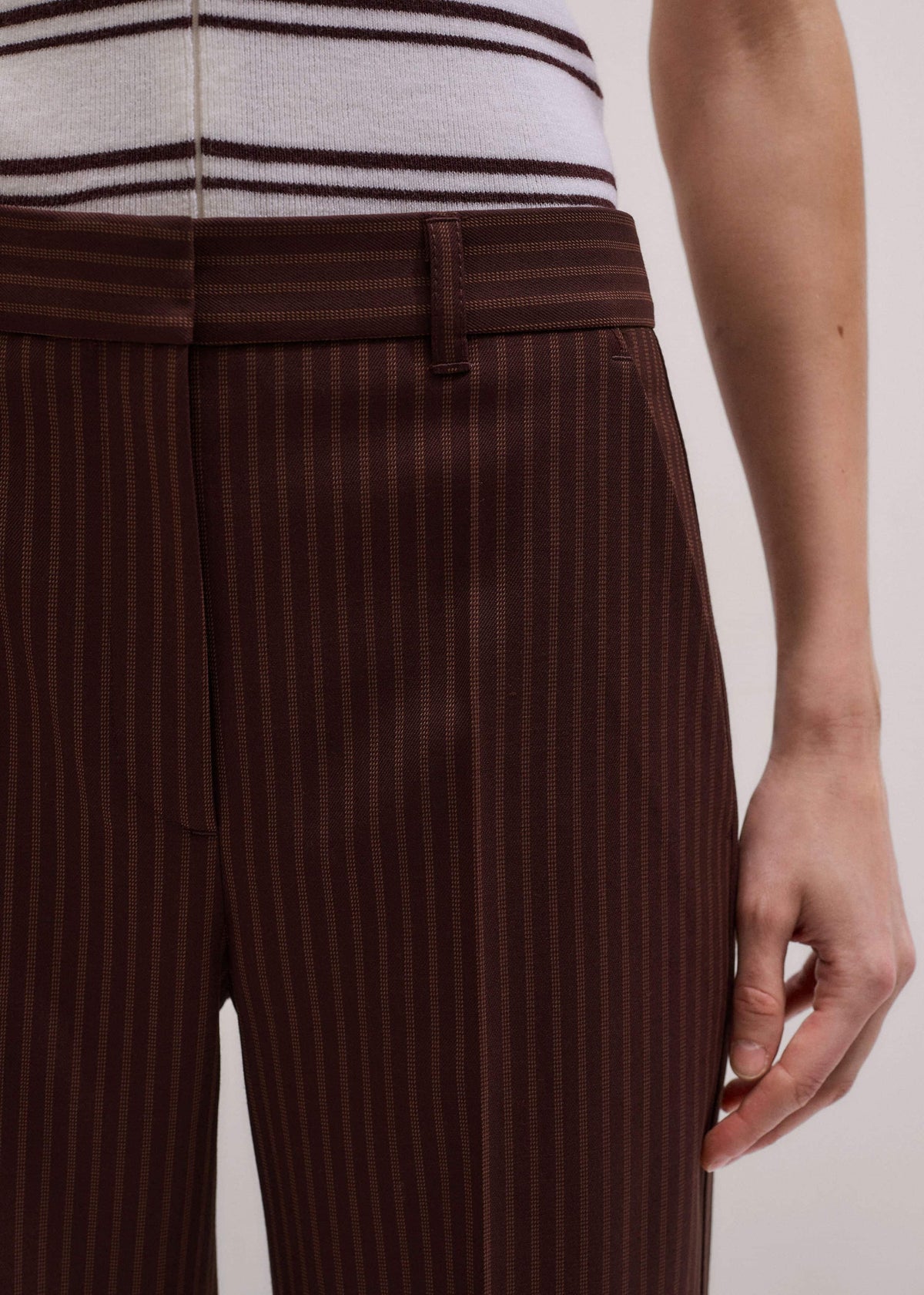Cinnamon Pinstripe Leg Elongator Pant | ME+EM Clothing