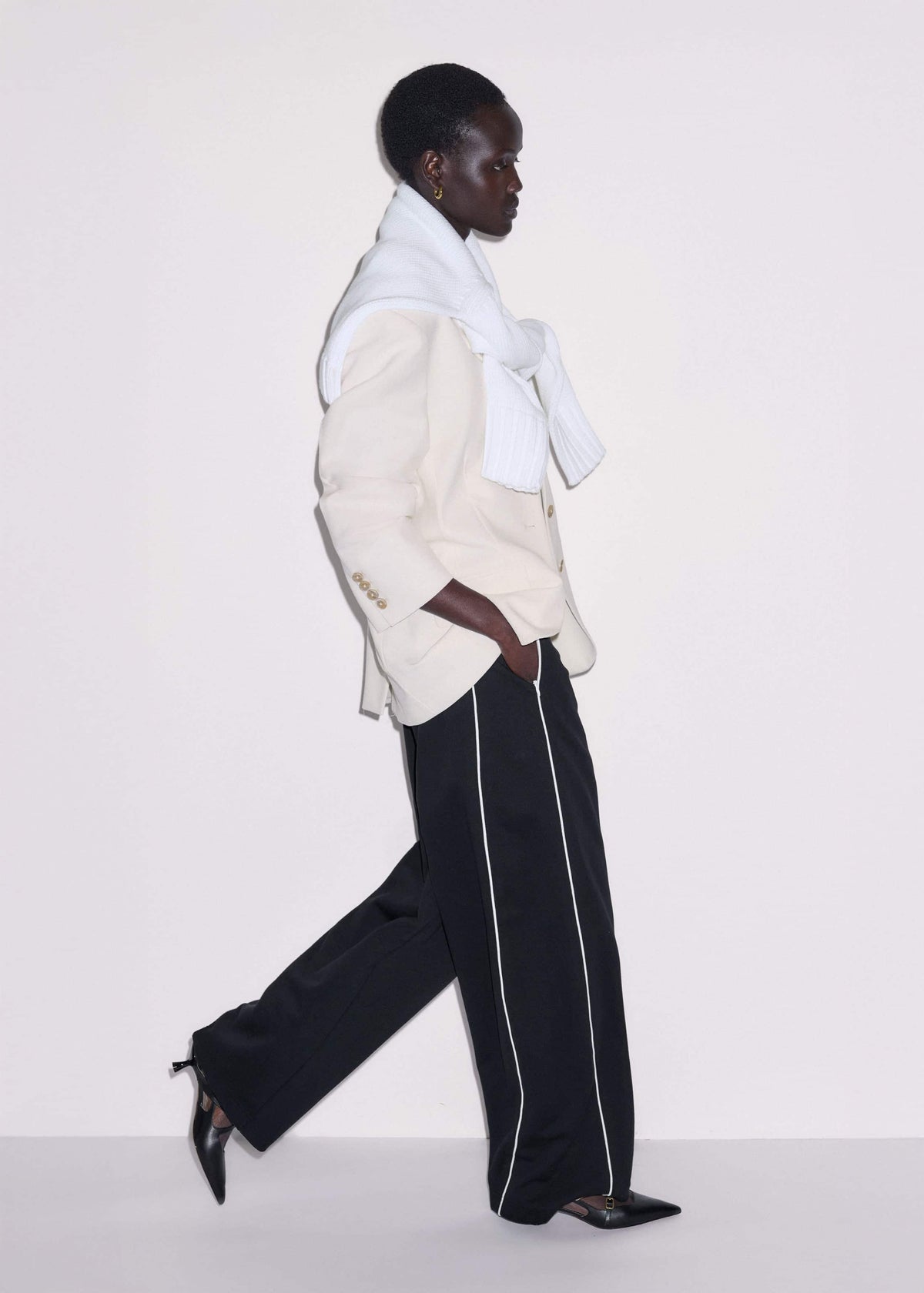 Black Wide Barrel Track Pant | ME+EM Clothing