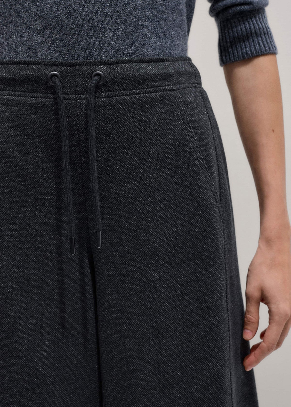 Gray Herringbone Barrel-Leg Pant | ME+EM Clothing