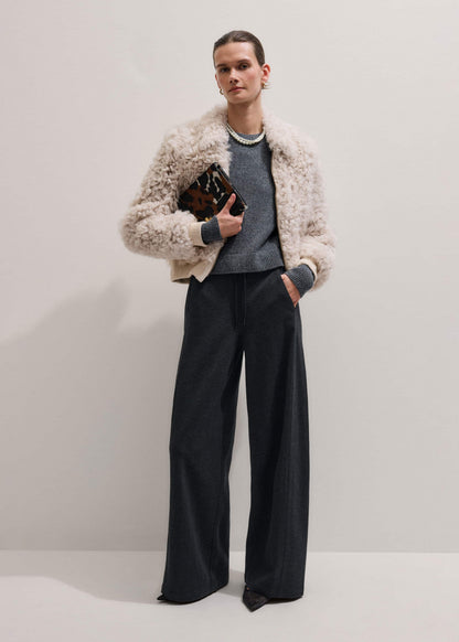 Gray Herringbone Barrel-Leg Pant | ME+EM Clothing