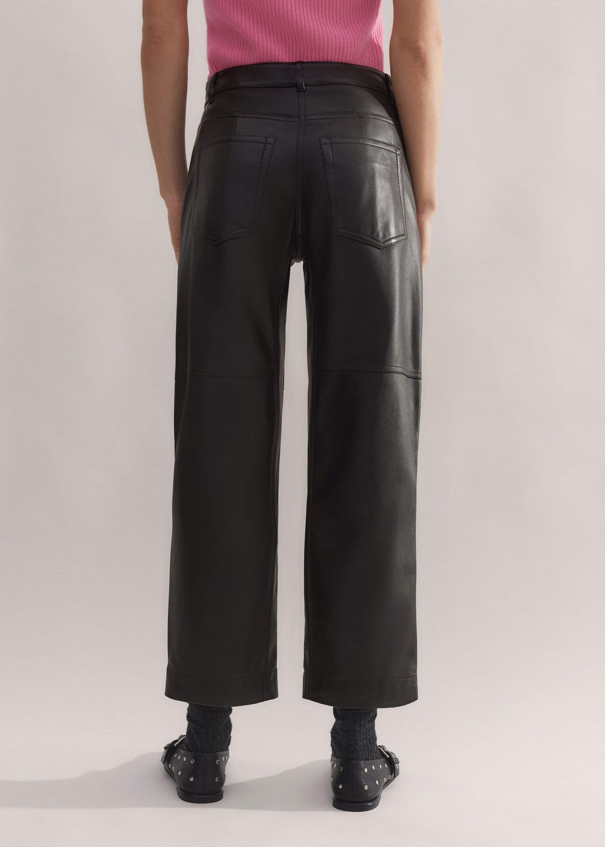 Black Washed Leather Engineered-Leg Pant | ME+EM Clothing